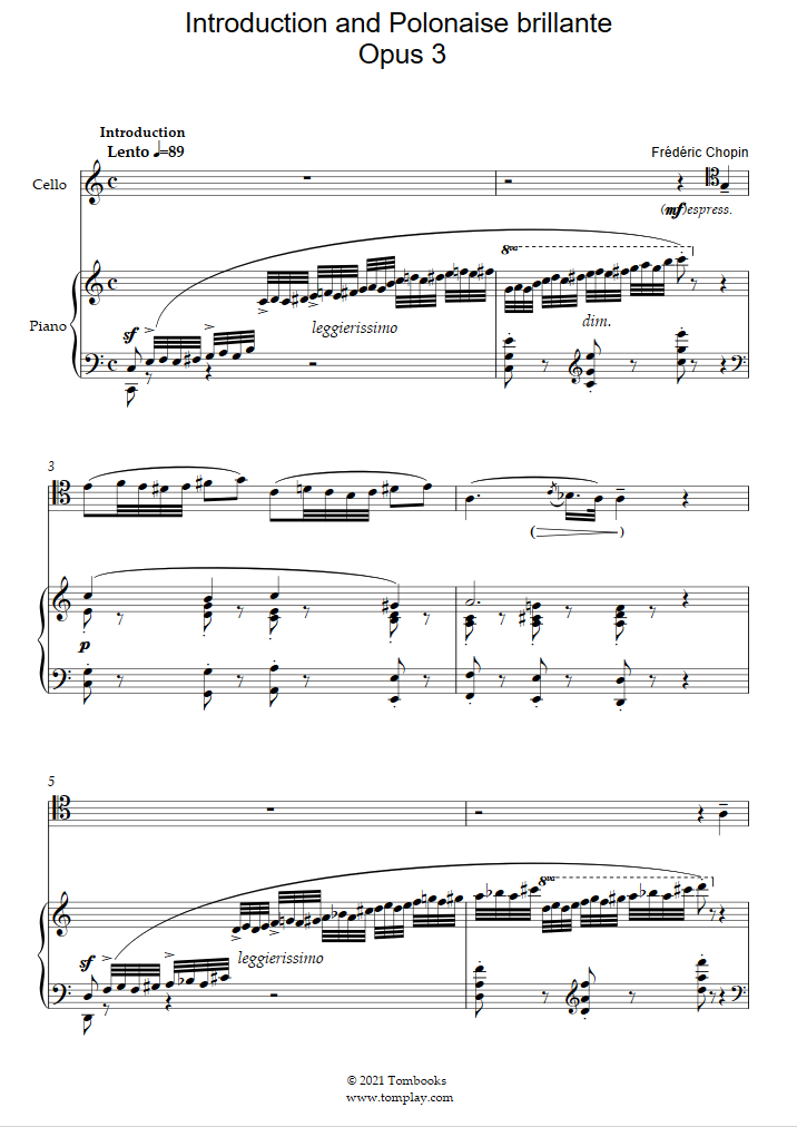 Introduction and polonaise brillante opus 3 chopin cello sheet music