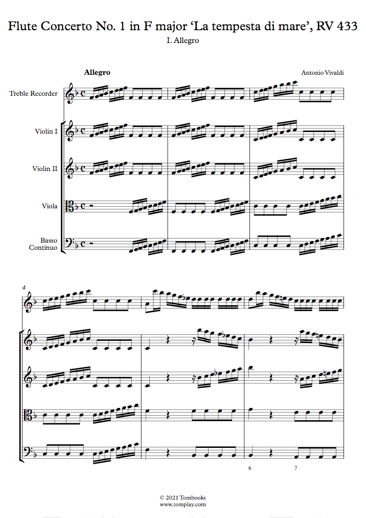 Flute Concerto No. 1 in F major 'La tempesta di mare', RV 433 I