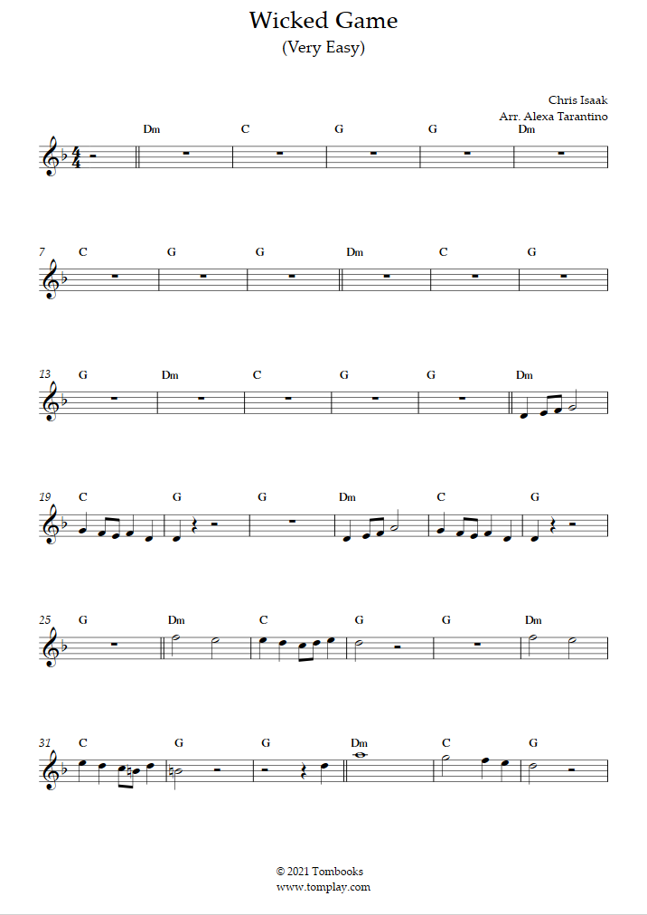 Wicked game – Chris Isaak Sheet music for Violin, Viola (String Duet)