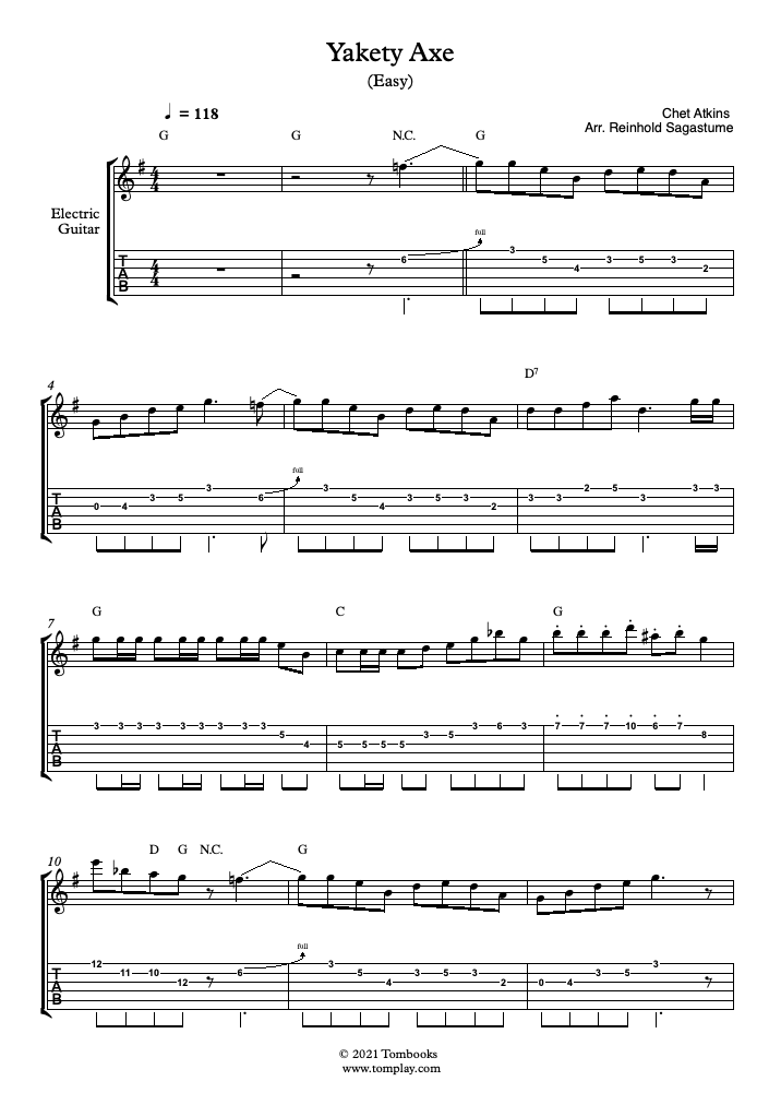 Yakety Axe (easy Level) (chet Atkins) - Guitar Tabs And Sheet Music