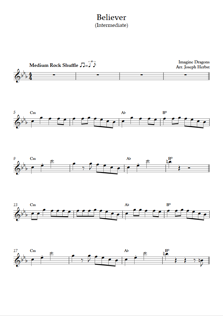 Believer (niveau intermédiaire, sax soprano) (Imagine Dragons