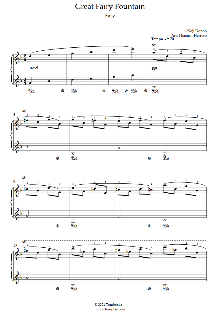 The Great Fairy Fountain Piano Sheet Music The Legend of Zelda - Great Fairy Fountain (Easy Level, Solo Piano