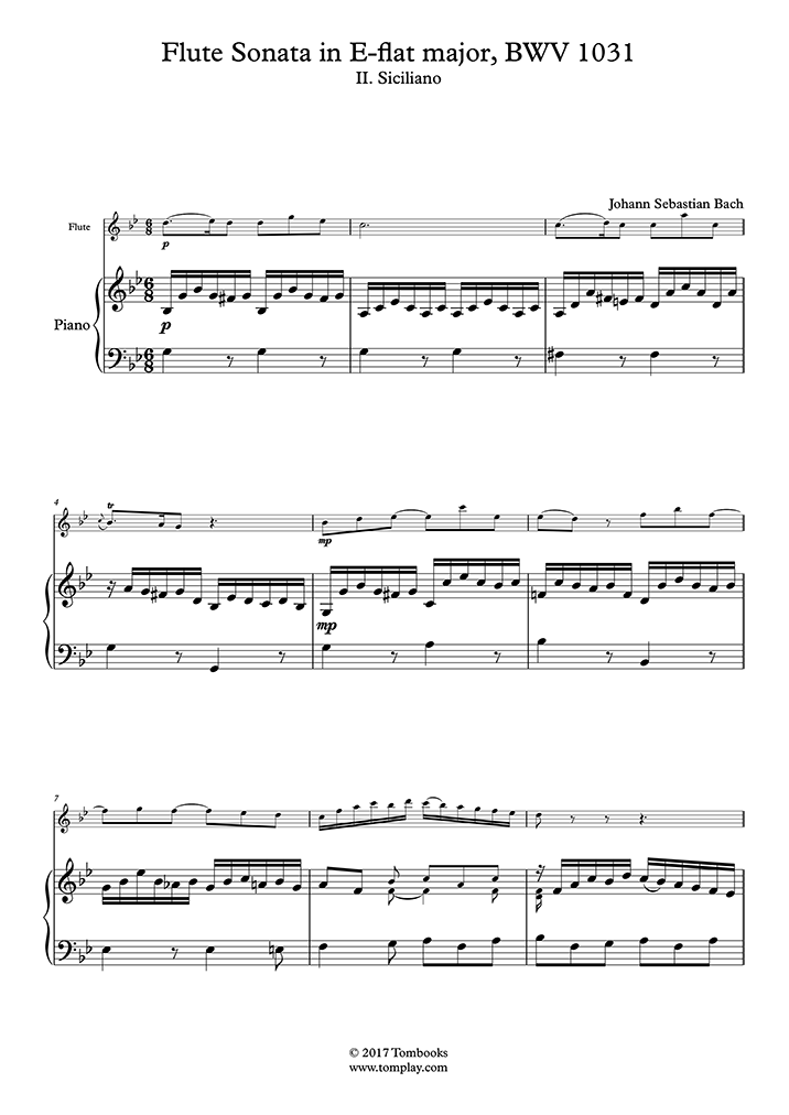 Siciliano sheet music for piano solo (or harpsichord) (PDF)