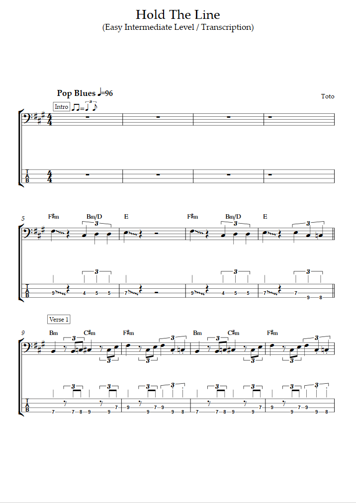 hold the line piano sheet music
