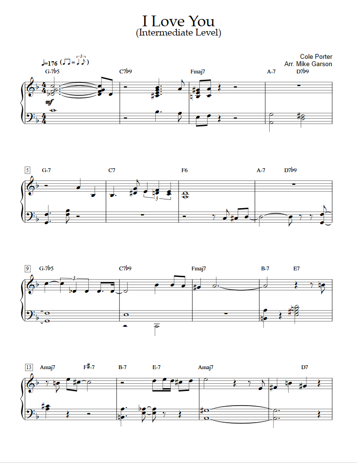 I Love You (Intermediate Level, with Orchestra) (콜 포터) - 피아노 악보