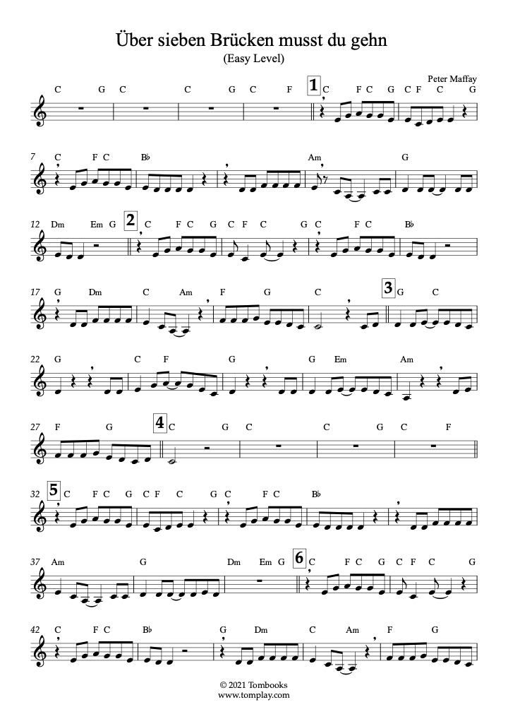 Karat über Sieben Brücken Mußt Du Gehn Andere Versionen Über sieben Brücken musst du gehn (Easy Level) (Peter Maffay