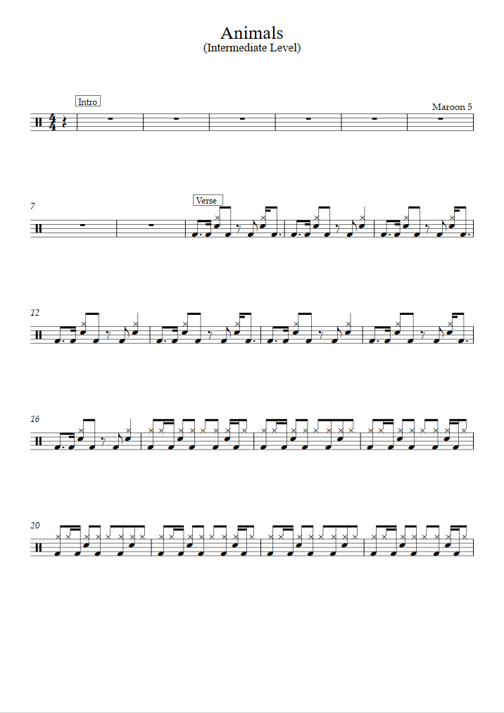 animals maroon 5 guitar chords