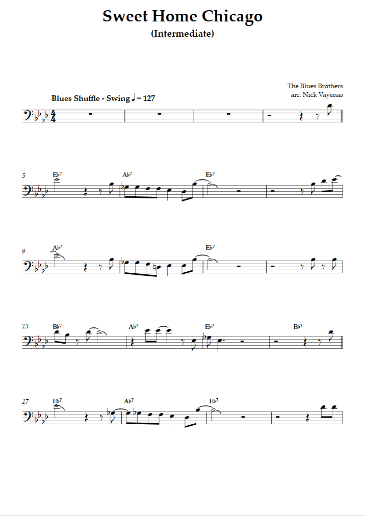 The Blues Brothers Sweet Home Chicago (Intermediate Level) (The Blues Brothers) Partitura para The Blues Brothers Sweet Home Chicago (Intermediate Level) (The Blues Brothers) Partitura para