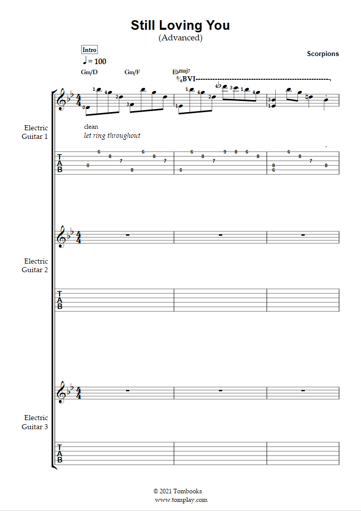 Still Loving You (niveau difficile) (Scorpions) Tablature et