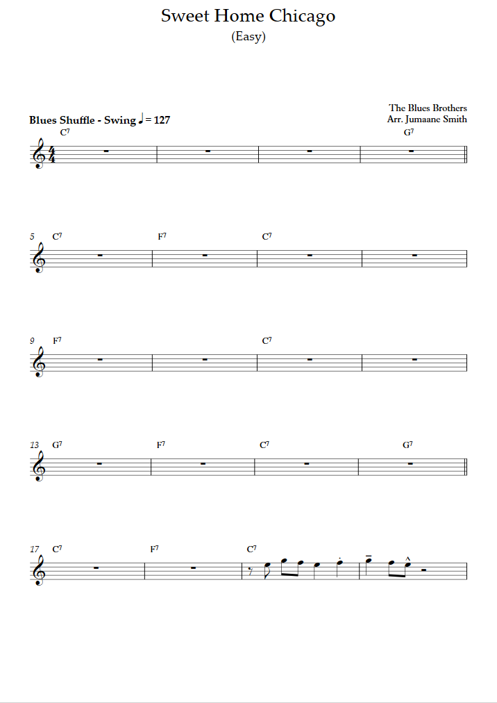 The Blues Brothers Sweet Home Chicago (Easy Level, Alto Sax, Brass