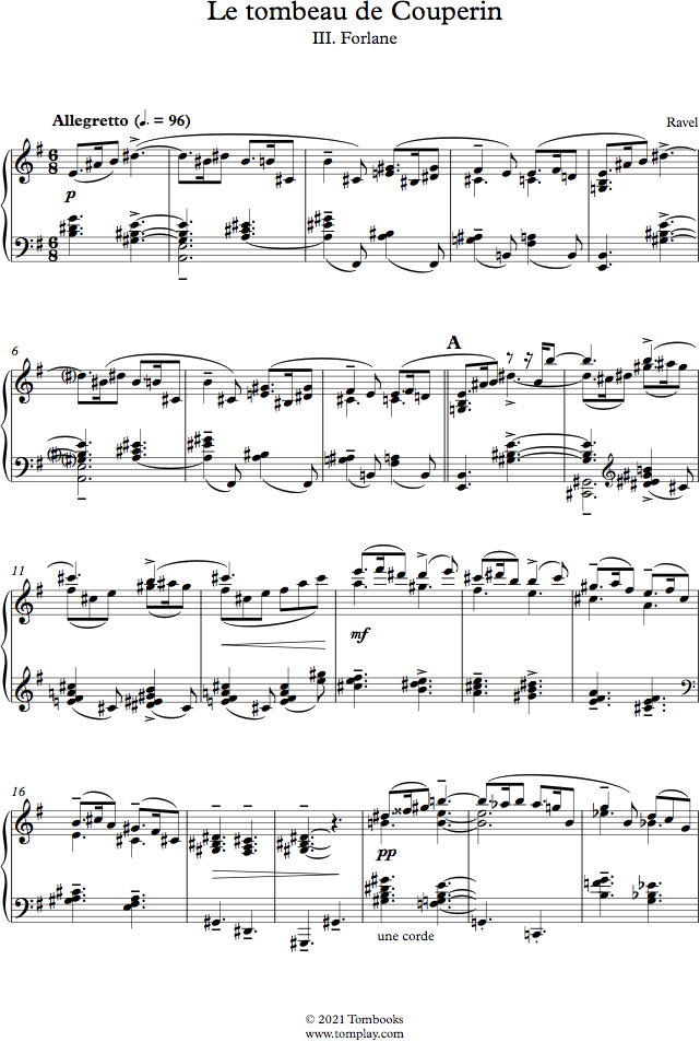 Free sheet music Ravel, Maurice Le tombeau de Couperin (Piano solo)