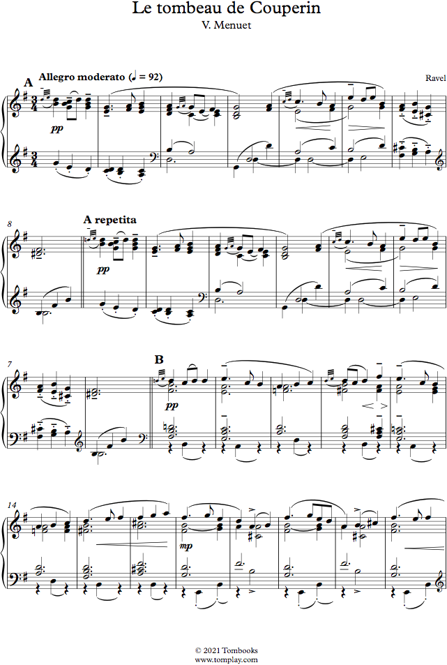 Free sheet music Ravel, Maurice Le tombeau de Couperin (Piano solo)