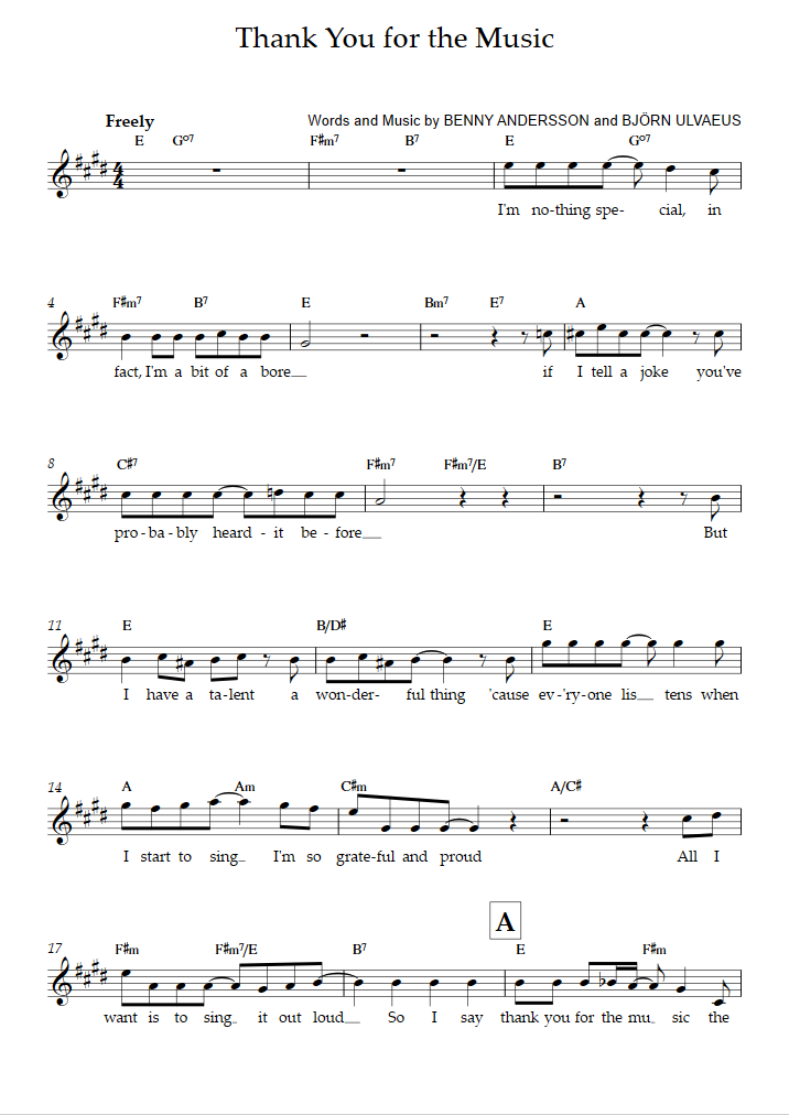 Mamma Mia Sheet Music To Download And Print 