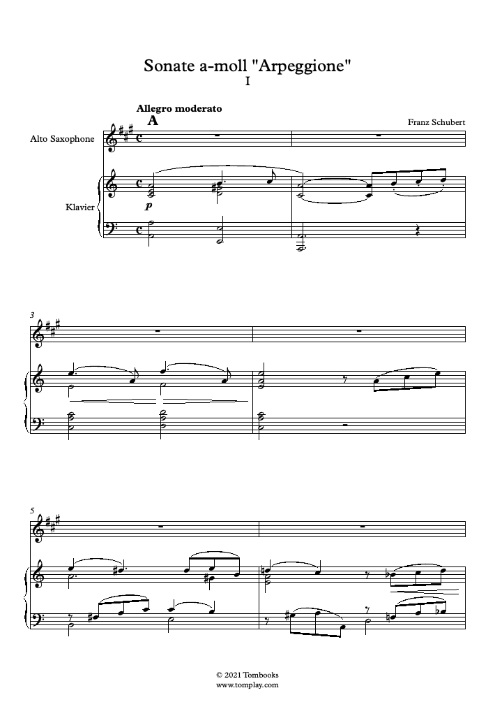 Arpeggione Sonata in A minor, D.821 - I. Allegro moderato (Adapted for ...