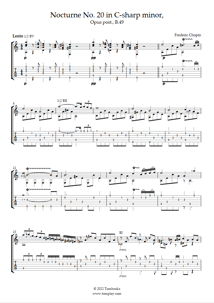 Chopin Nocturne 20 - PDF Free Sheet Music