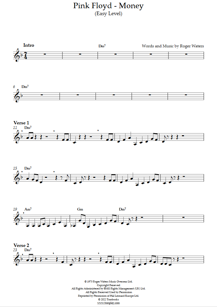 Download Digital Sheet Music of pink for