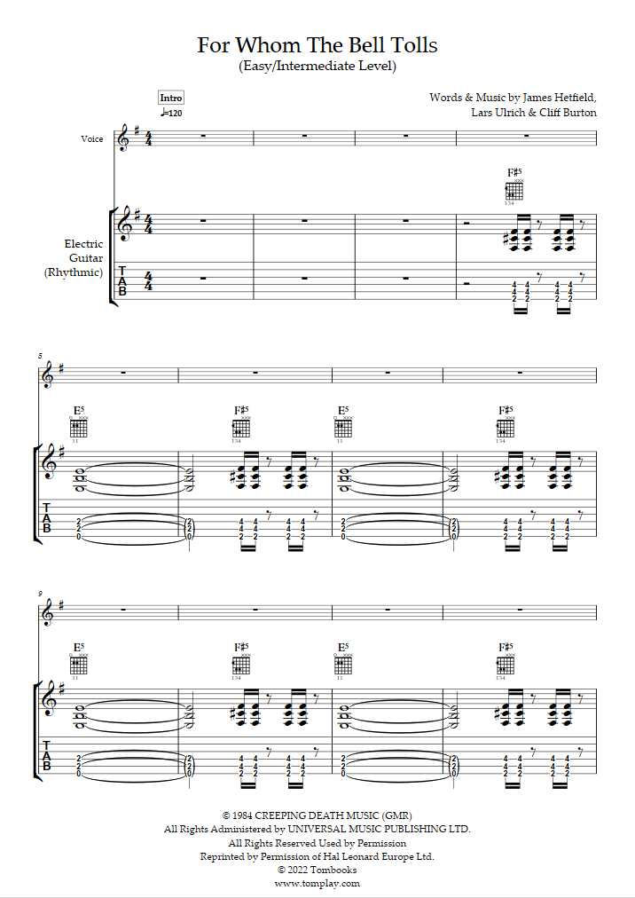 For Whom the Bell Tolls (niveau facile/intermédiaire, rhythm guitar