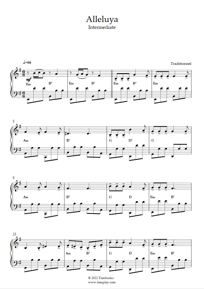 Hallelujah (Klezmer) (Intermediate Level, Solo Accordion) (Traditional