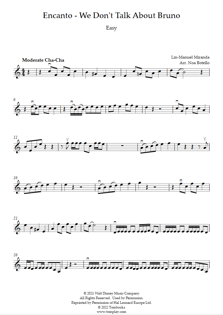 We Dont Talk About Bruno Sheet Music From Encanto