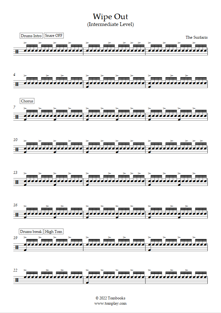 wipe-out-intermediate-level-the-surfaris-drums-sheet-music